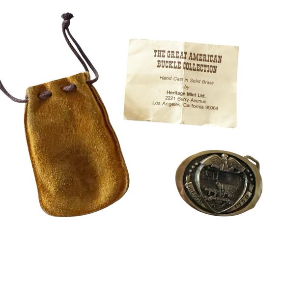 Unbranded Accessories - Oregon State Seal Commemorative 1859 THE UNION Solid Bras 1978 Belt Buckle #2730